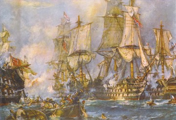 La victoire à la bataille de Trafalgar après avoir franchi la ligne Enemys Peinture à l'huile
